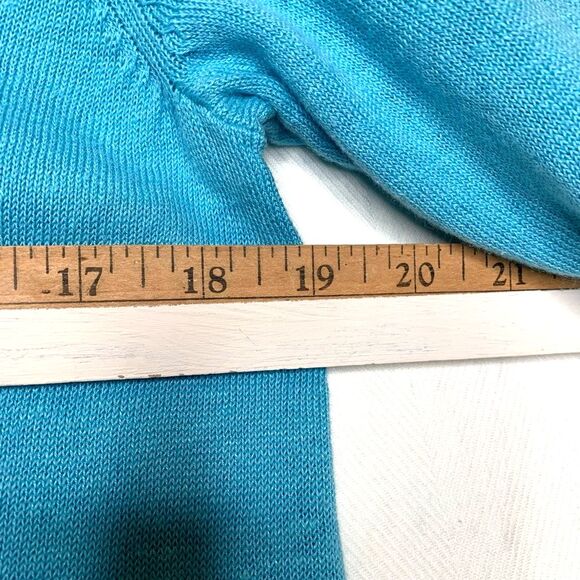 J. Jill Womens Linen Blend Cardigan Sweater Blue 3/4 Sleeve V Neck Tight Knit XS - Picture 6 of 11